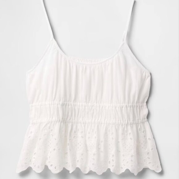 Gap Eyelet White Smocked Crop Cami - Picture 1 of 1